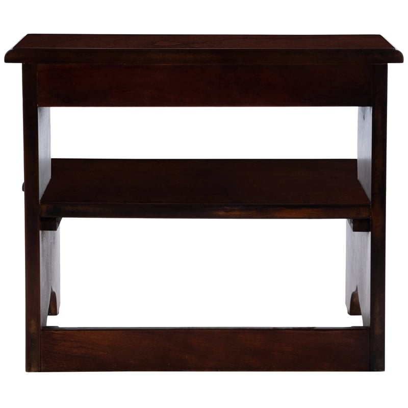 Beaumont Lane Traditional Acacia Wood Step Stool in Cherry Brown