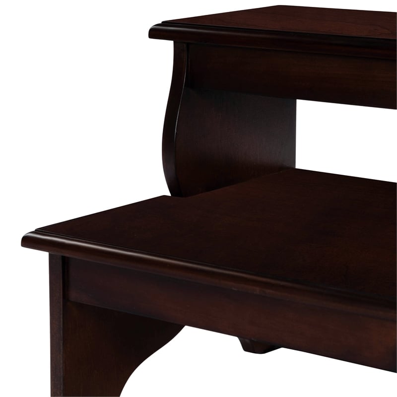 Beaumont Lane Traditional Acacia Wood Step Stool in Cherry Brown