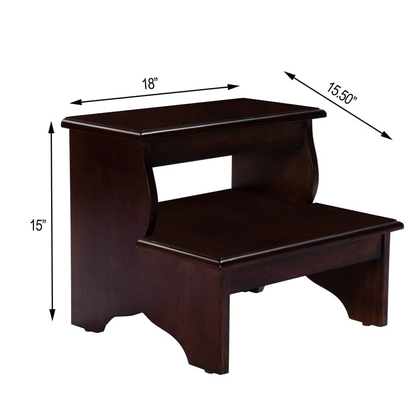 Beaumont Lane Traditional Acacia Wood Step Stool in Cherry Brown