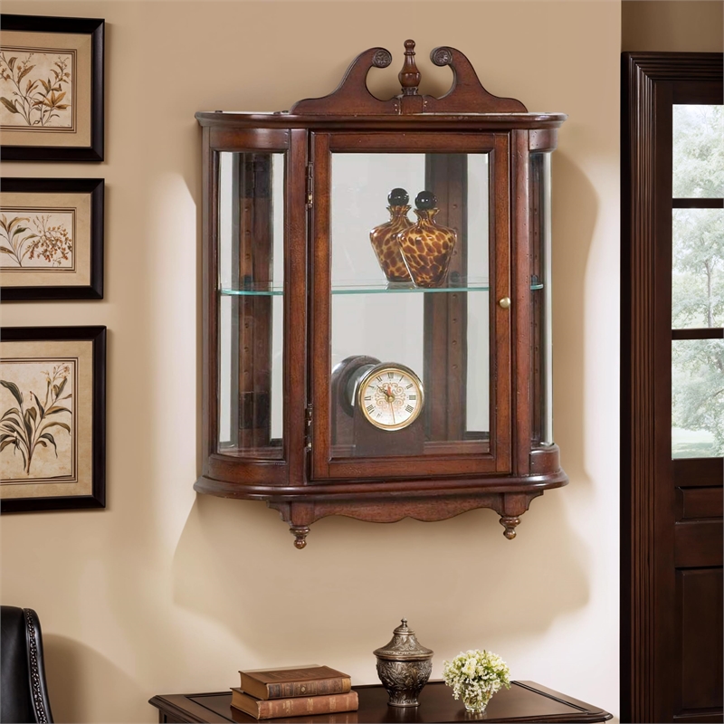 Beaumont Lane Wall Curio Cabinet in Cherry