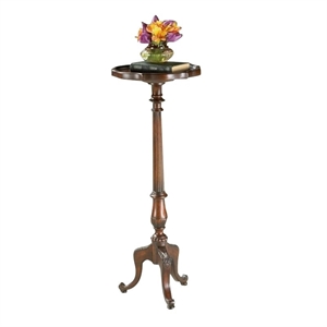 Beaumont Lane Wood Cherry Dark Brown Plant Stand Round Distressed 36.5&quotH Unassembled