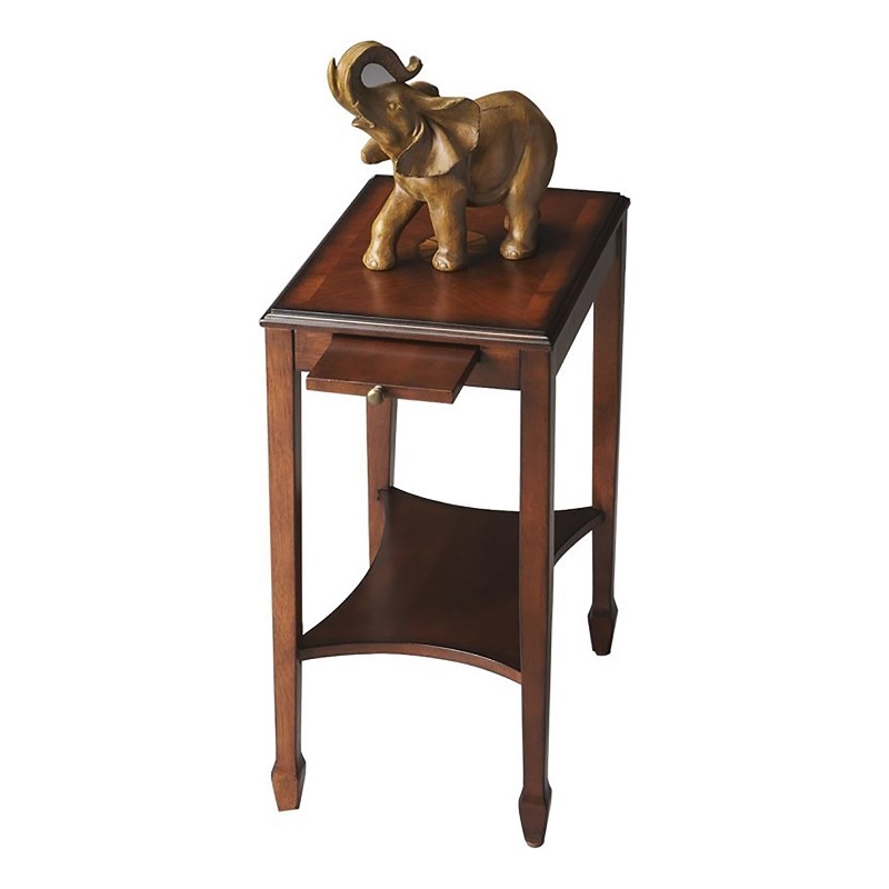 Beaumont Lane Traditional Wood Side Table in Olive Ash Burl/Cherry