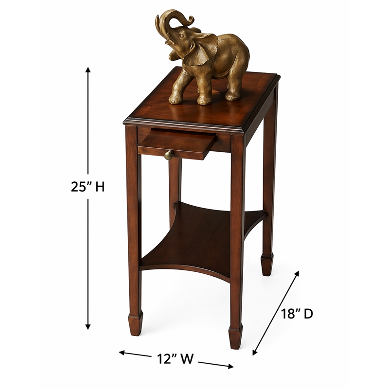 Beaumont Lane Traditional Wood Side Table in Olive Ash Burl/Cherry