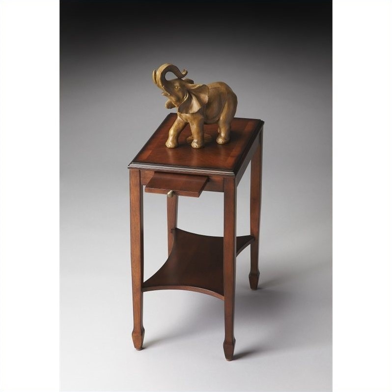 Beaumont Lane Traditional Wood Side Table in Olive Ash Burl/Cherry