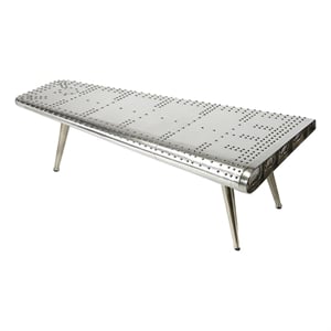 Beaumont Lane Industrial Iron Metal Coffee Table in Distressed Silver
