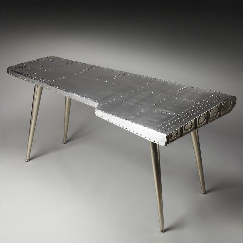 Beaumont Lane Metal Writing Desk in Silver