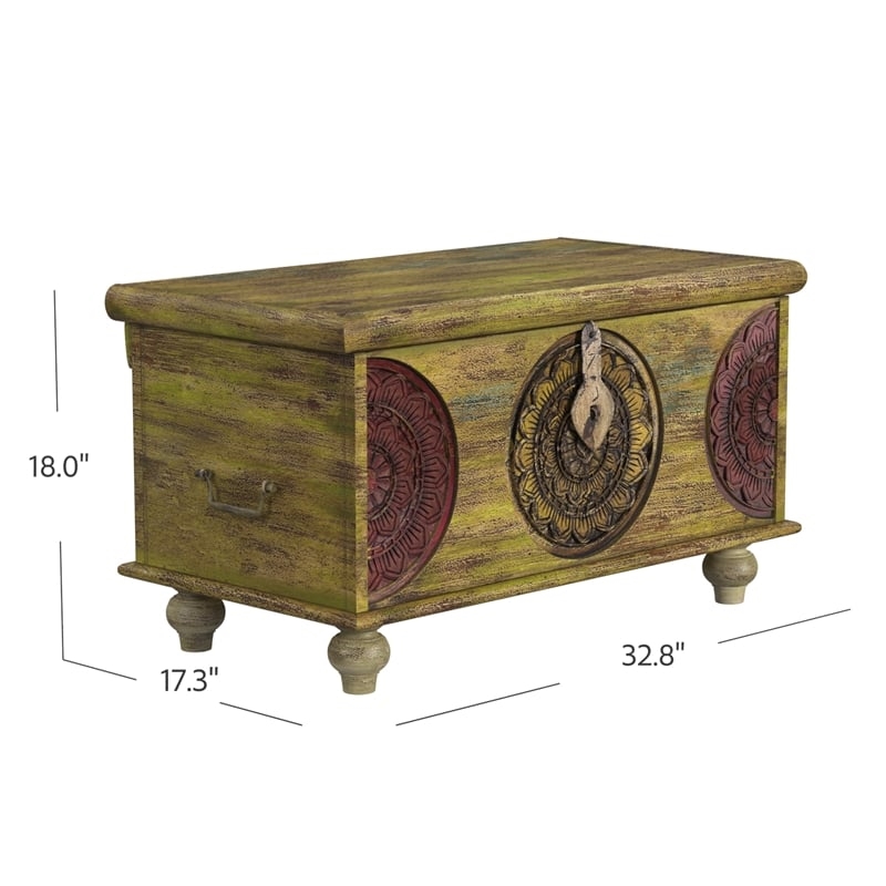 Beaumont Lane Rustic Mango Wood Trunk Coffee Table in Oak Brown