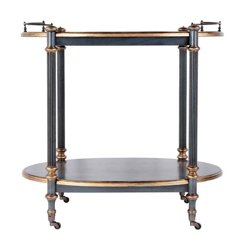 Beaumont Lane Olive Ash Burl Medium Brown Serving Cart Oval Distressed 31