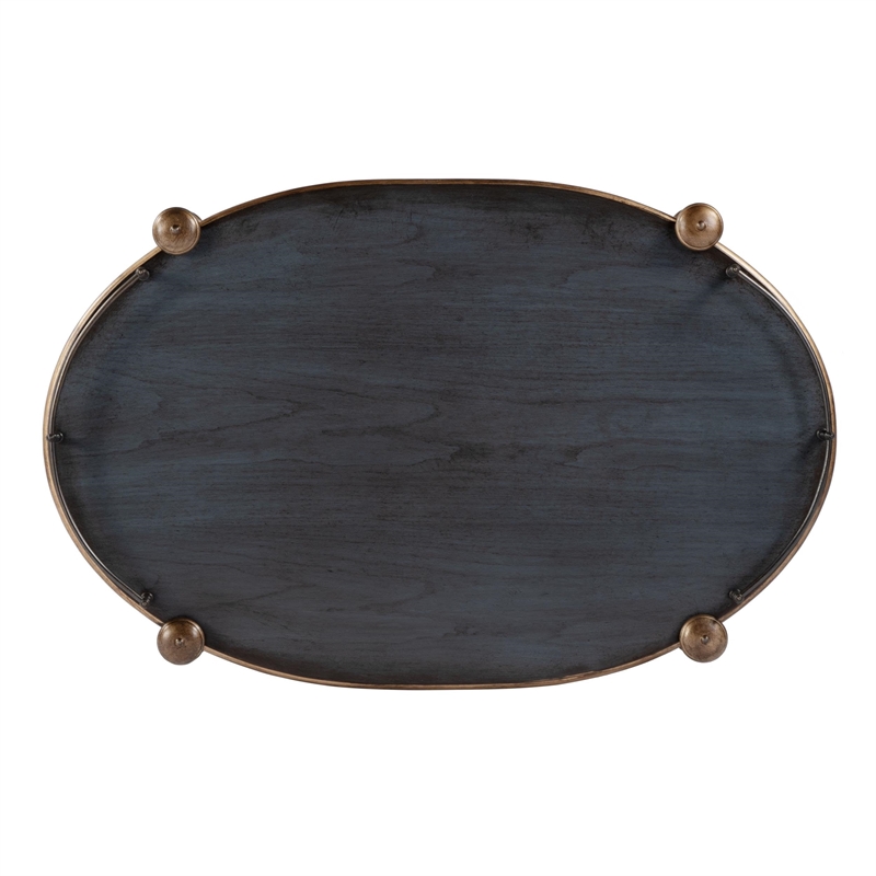Beaumont Lane Olive Ash Burl Medium Brown Serving Cart Oval Distressed 31