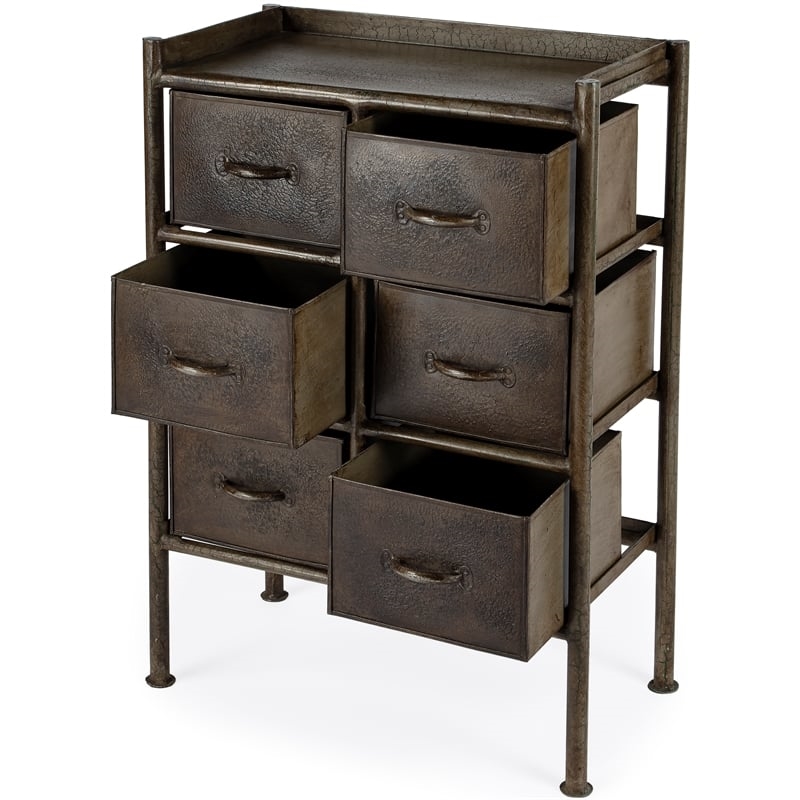 Beaumont Lane 6-Drawer Contemporary Iron Metal Chest in Antique Bronze