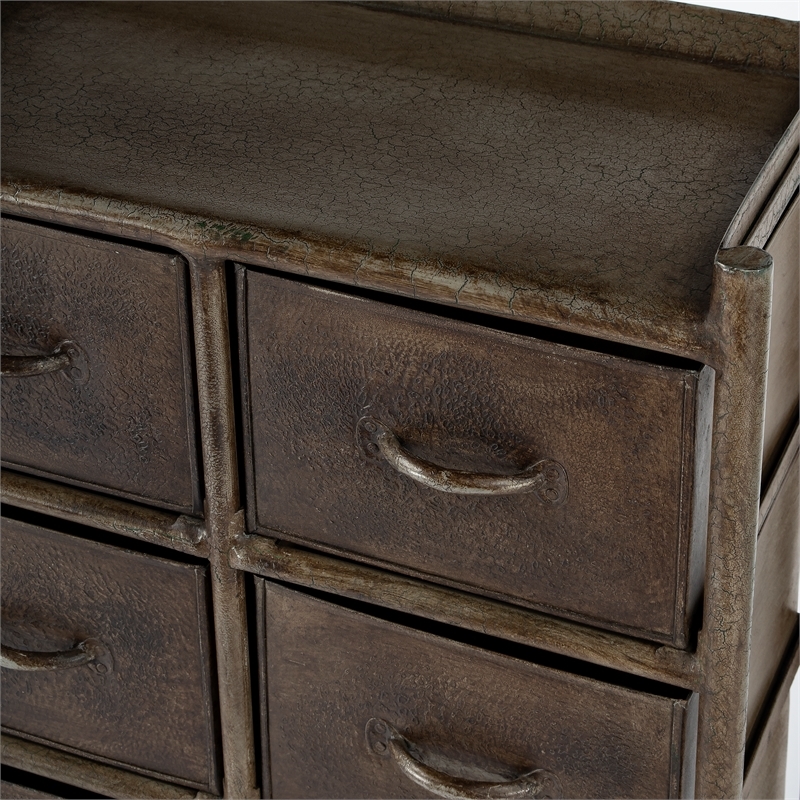 Beaumont Lane 6-Drawer Contemporary Iron Metal Chest in Antique Bronze