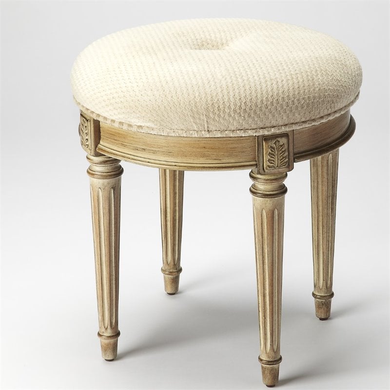Beaumont Lane Vanity Stool in Light Brown and Driftwood Gray