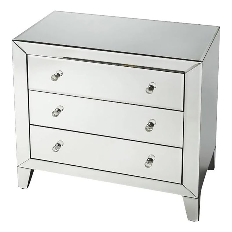 Beaumont Lane 3-Drawer Contemporary Glass Mirrored Accent Chest in Clear