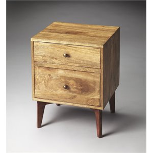 beaumont lane 2 drawer end table in light brown