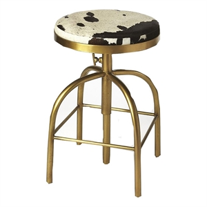 Beaumont Lane 39&quot Industrial Cast Iron Adjustable Bar Stool in Gold