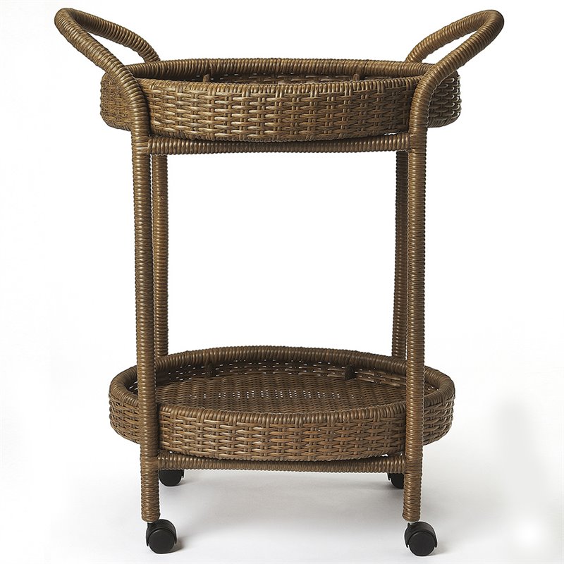 Beaumont Lane Rattan Serving Cart in Brown