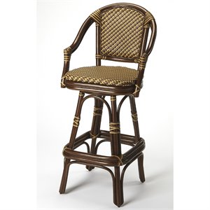 Beaumont Lane 29.75&quot Transitional Rattan Bar Stool in Distressed Brown
