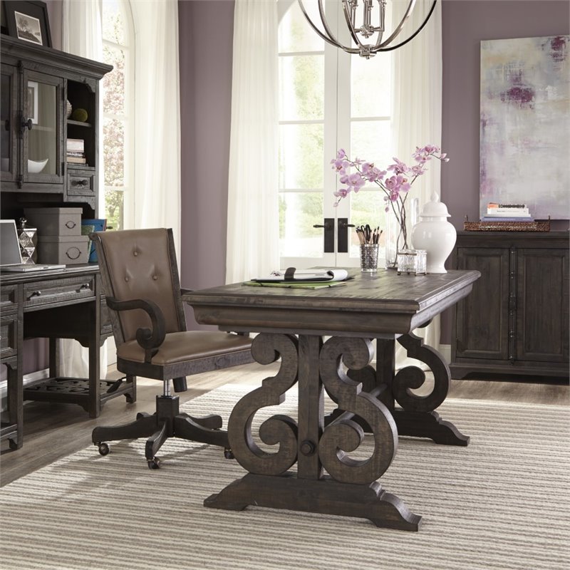 Beaumont Lane Upholstered Desk Chair in Weathered Peppercorn