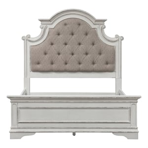 beaumont lane farmhouse wood king tufted upholstered bed in white