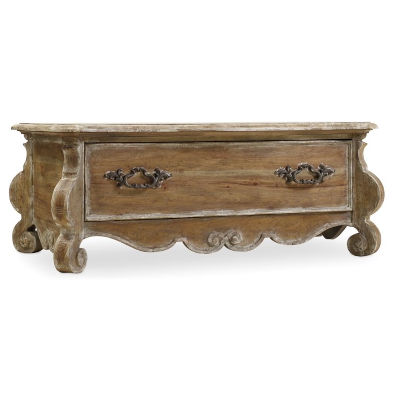 Beaumont Lane 1 Drawer Traditional Wood Coffee Table in Caramel Froth