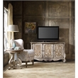 Beaumont Lane 6-Shelf Wood Entertainment Console Table in Caramel Froth