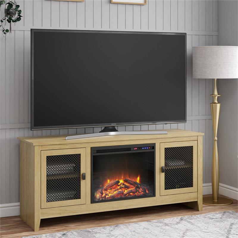 Beaumont Lane Fireplace TV Stand up to 65" in Golden Oak Cymax Business