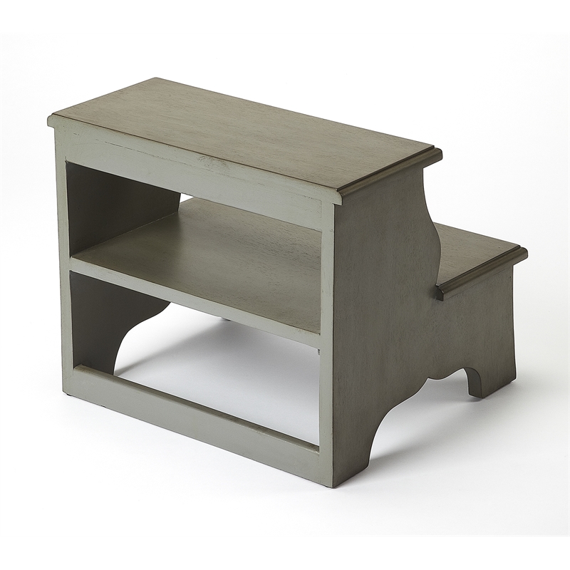 Beaumont Lane Mastercrafted Satin Step Stool in Gray