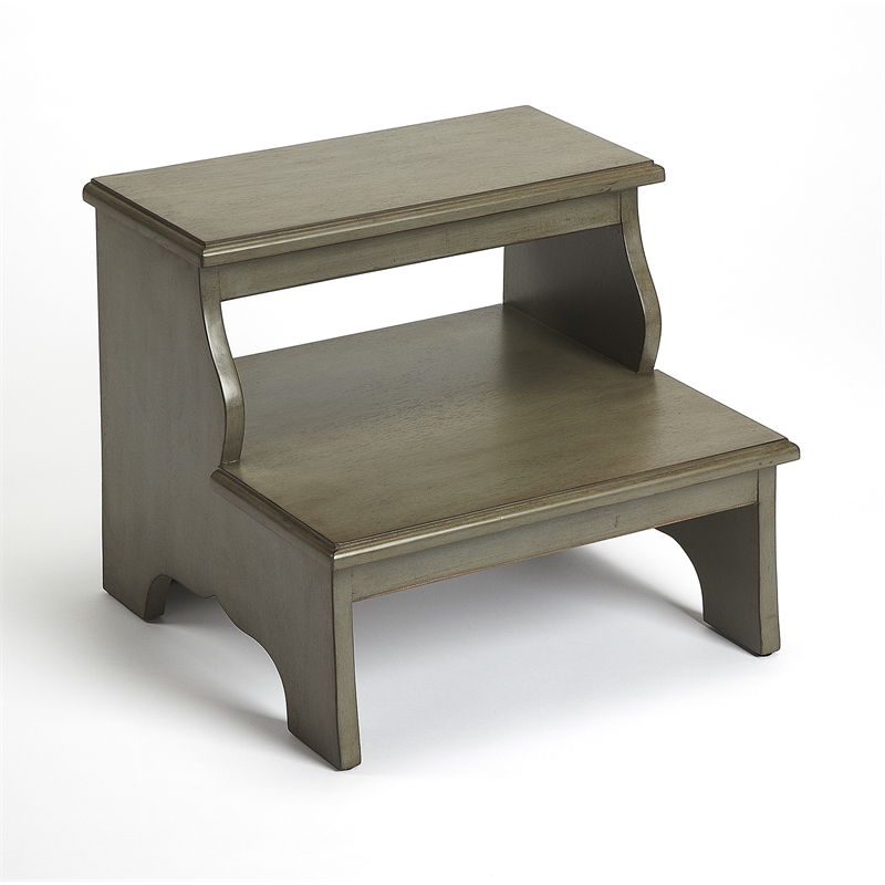 Beaumont Lane Mastercrafted Satin Step Stool in Gray