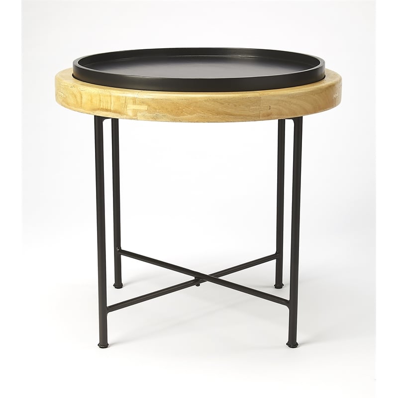 Beaumont Lane Metropolitan Living Wood and Metal Accent Table in Black