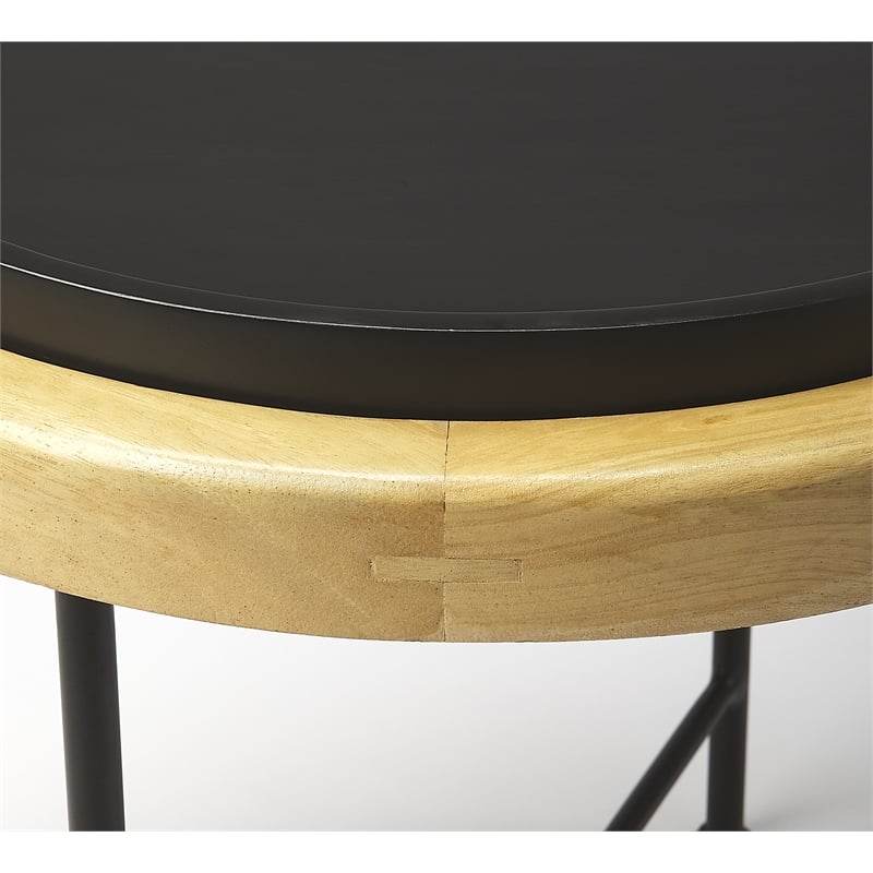 Beaumont Lane Metropolitan Living Wood and Metal Accent Table in Black
