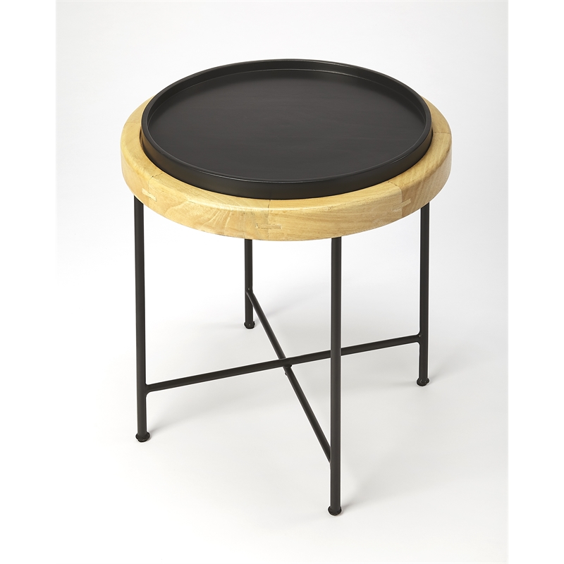 Beaumont Lane Metropolitan Living Wood and Metal Accent Table in Black