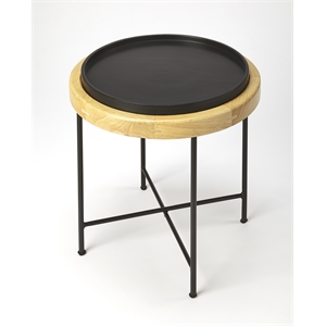beaumont lane metropolitan living wood and metal accent table in black