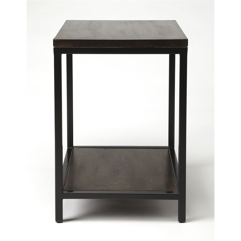 Beaumont Lane Rustic Industrial Wood and Metal End Table in Brown