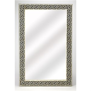 Beaumont Lane Bohemian Artisan Bone Inlay Wall Mirror in Black