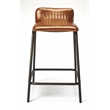 Beaumont Lane Rustic Industrial Leather and Metal Counter Stool in Brown