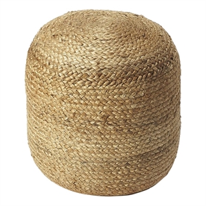 Beaumont Lane Comfort Seating 19&quot Modern Jute Fabric Pouffe in Brown
