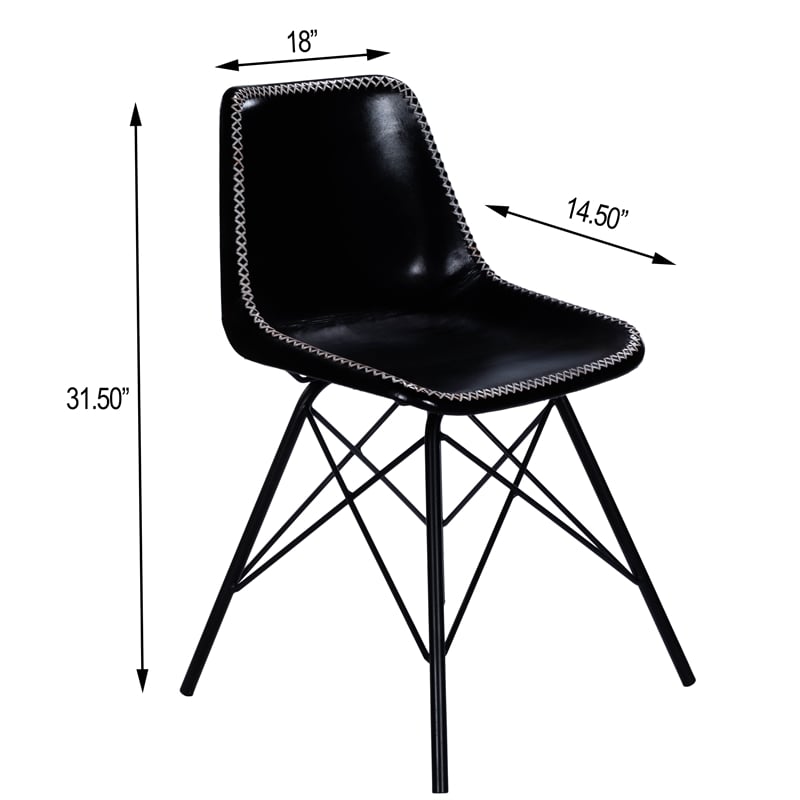 Beaumont Lane Metropolitan Living Leather Side Chair in Black