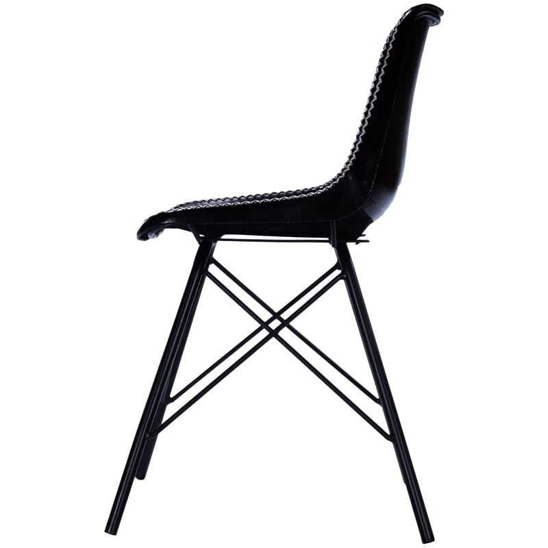 Beaumont Lane Metropolitan Living Leather Side Chair in Black