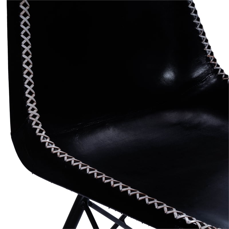 Beaumont Lane Metropolitan Living Leather Side Chair in Black