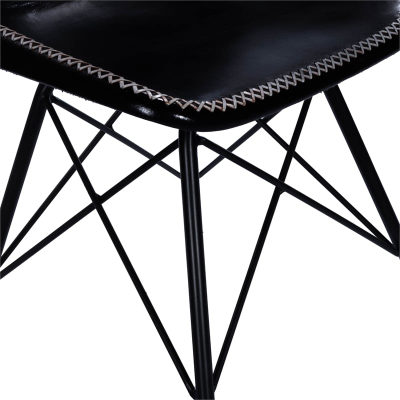 Beaumont Lane Metropolitan Living Leather Side Chair in Black