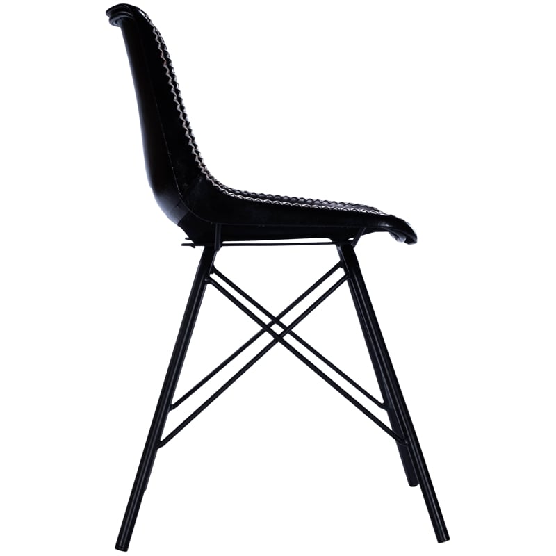 Beaumont Lane Metropolitan Living Leather Side Chair in Black