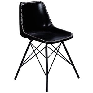 Beaumont Lane Metropolitan Living Leather Side Chair in Black