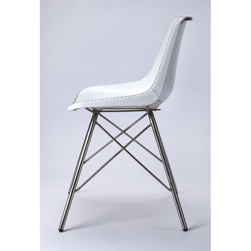 Beaumont Lane Metropolitan Living Leather Side Chair in White