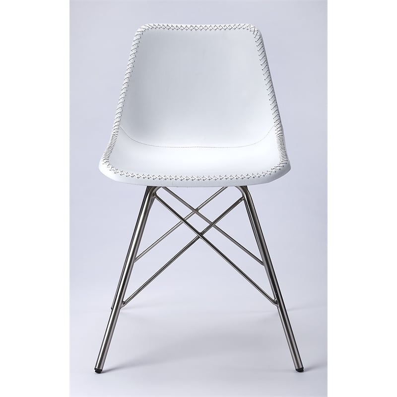 Beaumont Lane Metropolitan Living Leather Side Chair in White