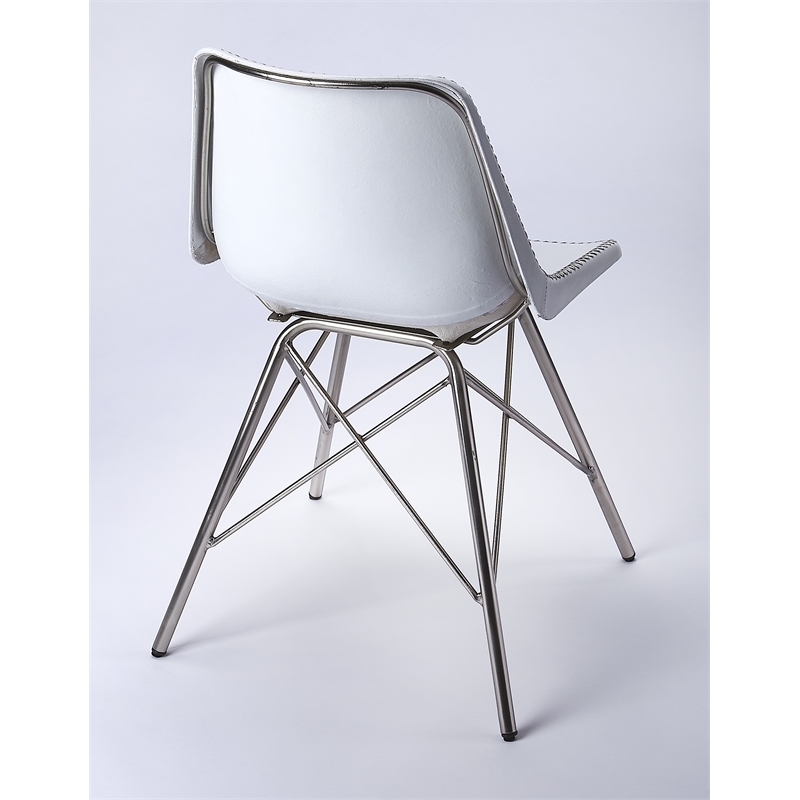 Beaumont Lane Metropolitan Living Leather Side Chair in White