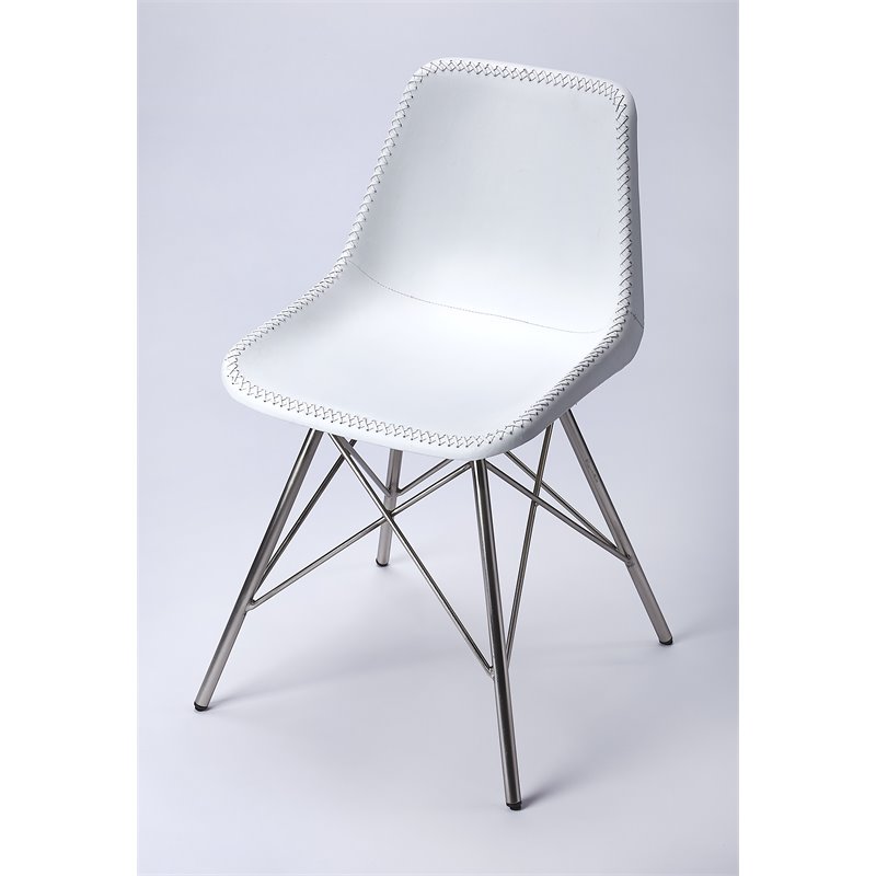 Beaumont Lane Metropolitan Living Leather Side Chair in White