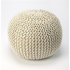beaumont lane comfort seating woven pouffe in beige cream