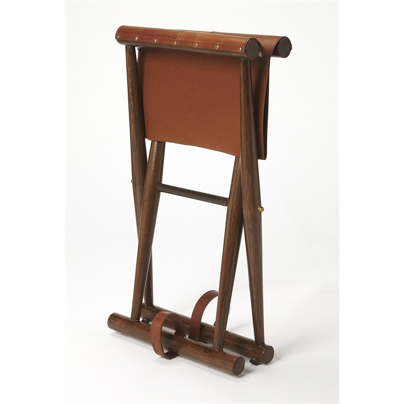 Beaumont Lane Metropolitan Living Leather Folding Stool in Brown