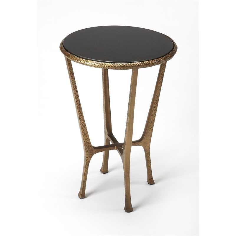 Beaumont Lane Metal Furniture Metal and Stone End Table in Gold