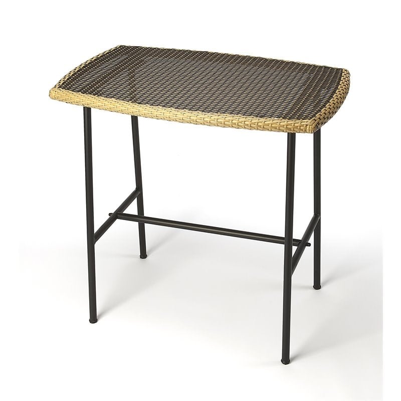 Beaumont Lane Island Living Rattan and Iron Pub Table in Brown